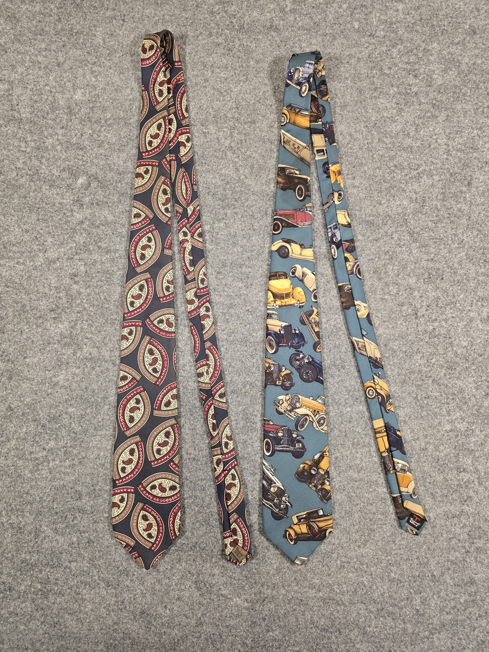 Robert Talbott Paisley Tie & Classic Car Print Tie - Blue & Burgundy